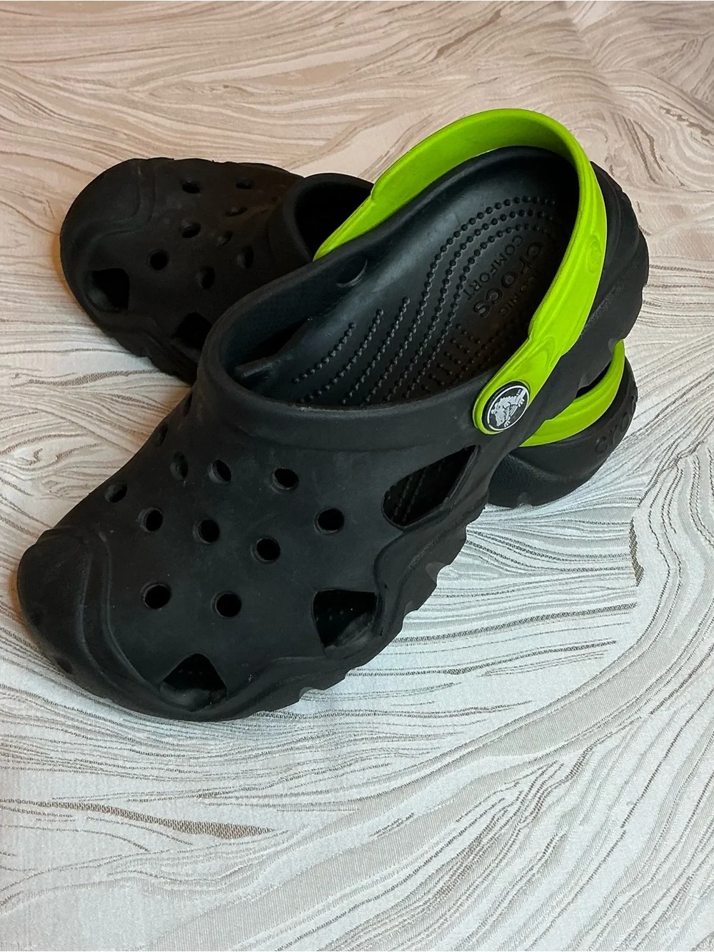 CROCS DUET SPORT CLOGS GRAPHITE VOLT GREEN COMFORT SHOES